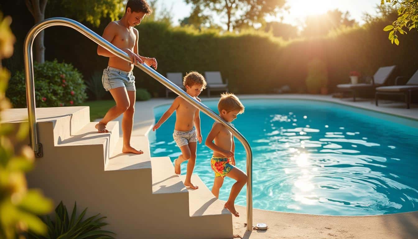 Illustration: Pourquoi opter pour un escalier double adapté à votre piscine hors sol ?