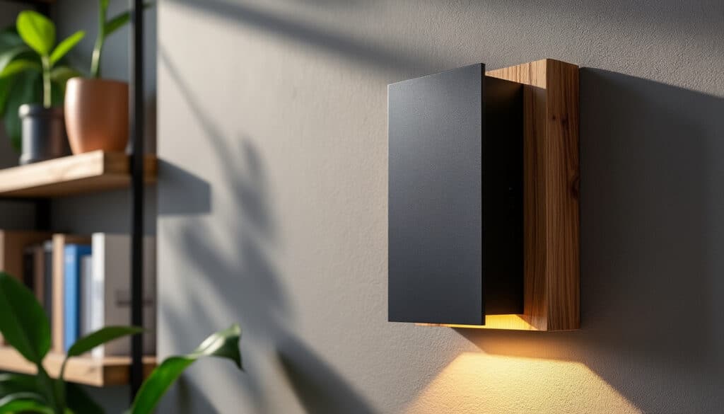 Applique murale en bois et métal noir : élégance et design moderne
